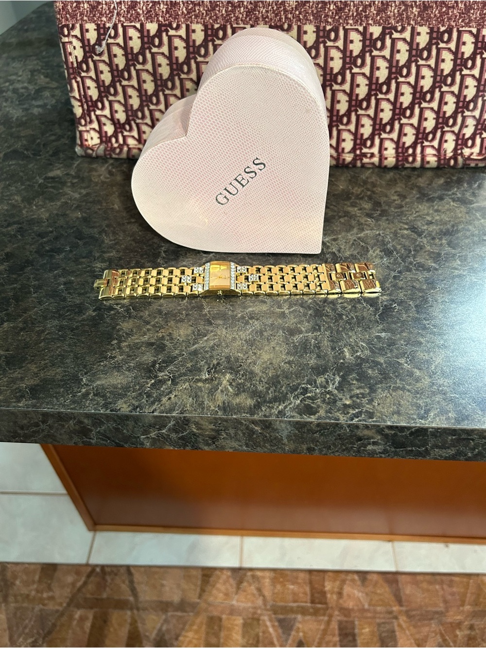 GUESS Gold-Tone Women's Link Bracelet Watch